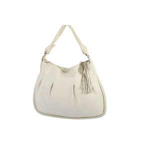 Cole Haan Vintage Hobo Handbag Shoulder Bag Ivory Pebbled Leather Large Women's